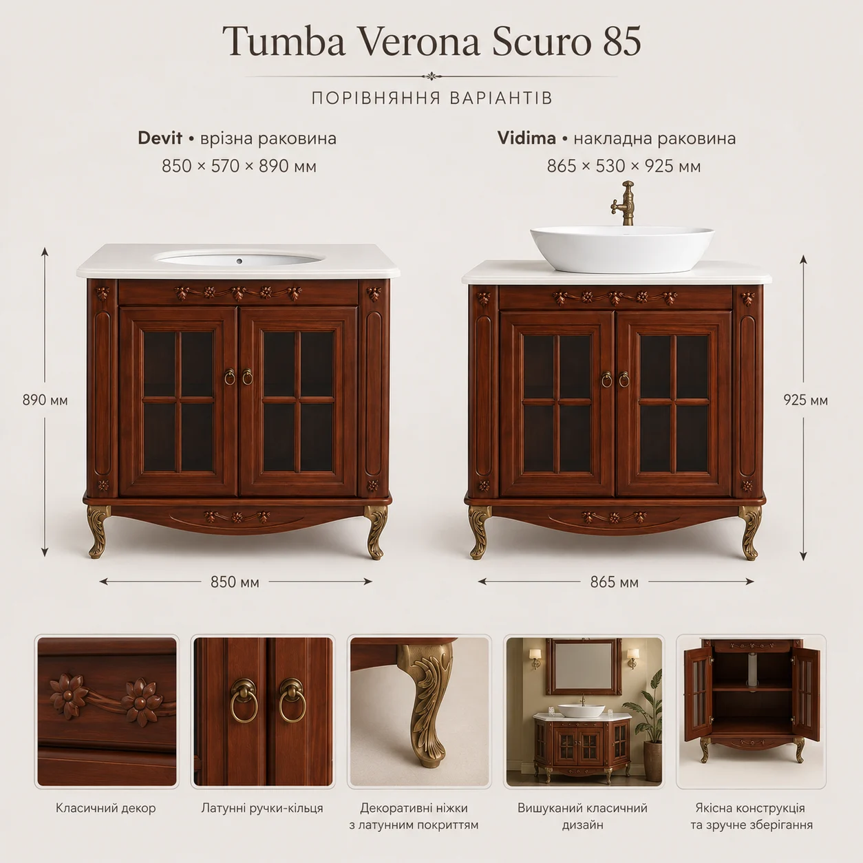 Тумба Верона Scuro 85 — фото 5